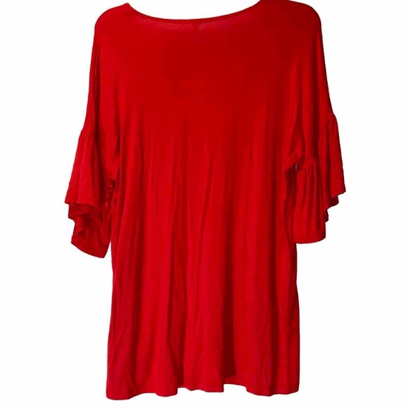 Azules Red Ruffle Sleeve Top Women’s Small - Picture 2 of 5